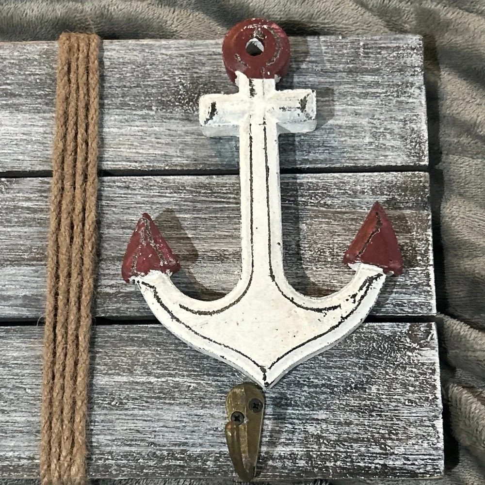 WALL MOUNTABLE NAUTICAL BEACH SAILING SEA THEMED CLOTHES‎ HANGER RACK 3 PRONGED
